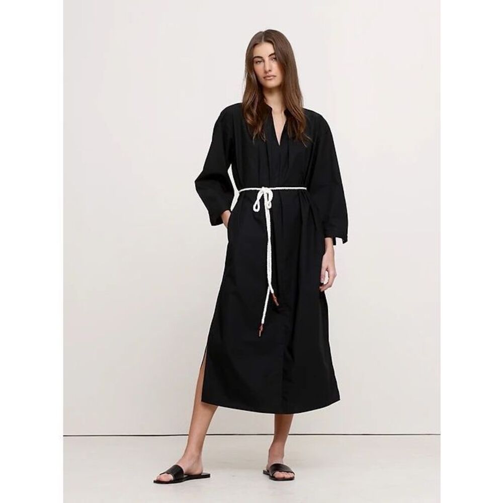 Banana Republic Midi Cotton Poplin Split neck shirt Dress Medium NEW #768